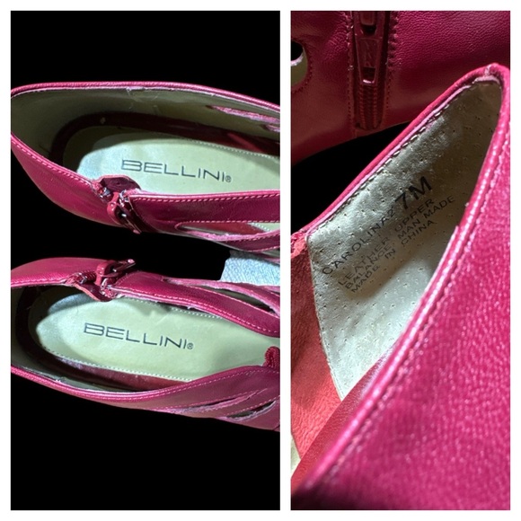 Vintage Womens Red Leather Bellini Gladiator Cut Out Christmas Mrs Claus Shoes 7 - Picture 3 of 10